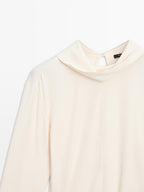 Long sleeve blouse with drawstring detail