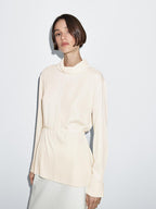 Long sleeve blouse with drawstring detail