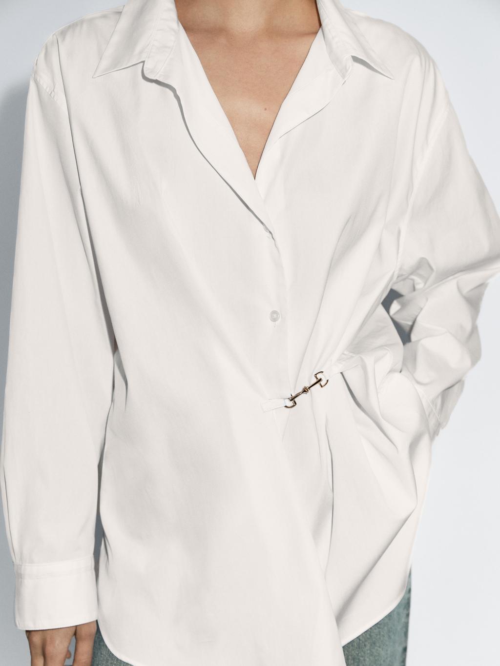 100% cotton poplin shirt with metallic detail