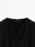 Crepe top with cowl neckline