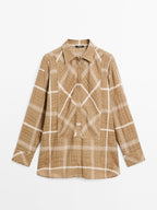 Flowing linen blend check shirt