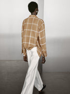 Flowing linen blend check shirt