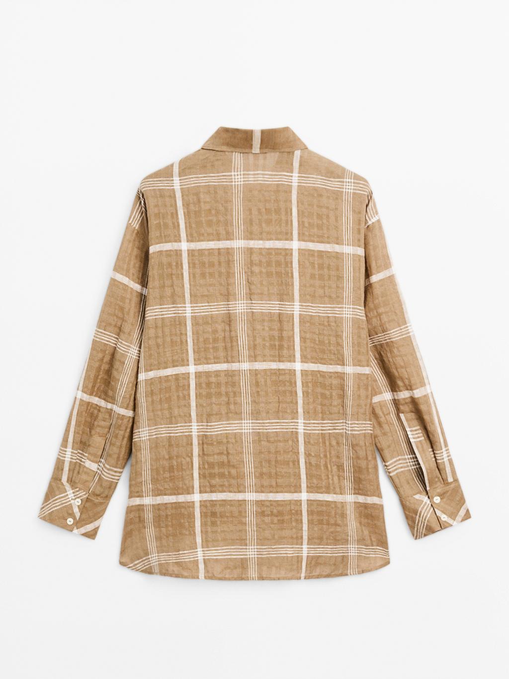 Flowing linen blend check shirt
