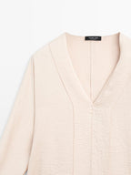 Satin V-neck blouse