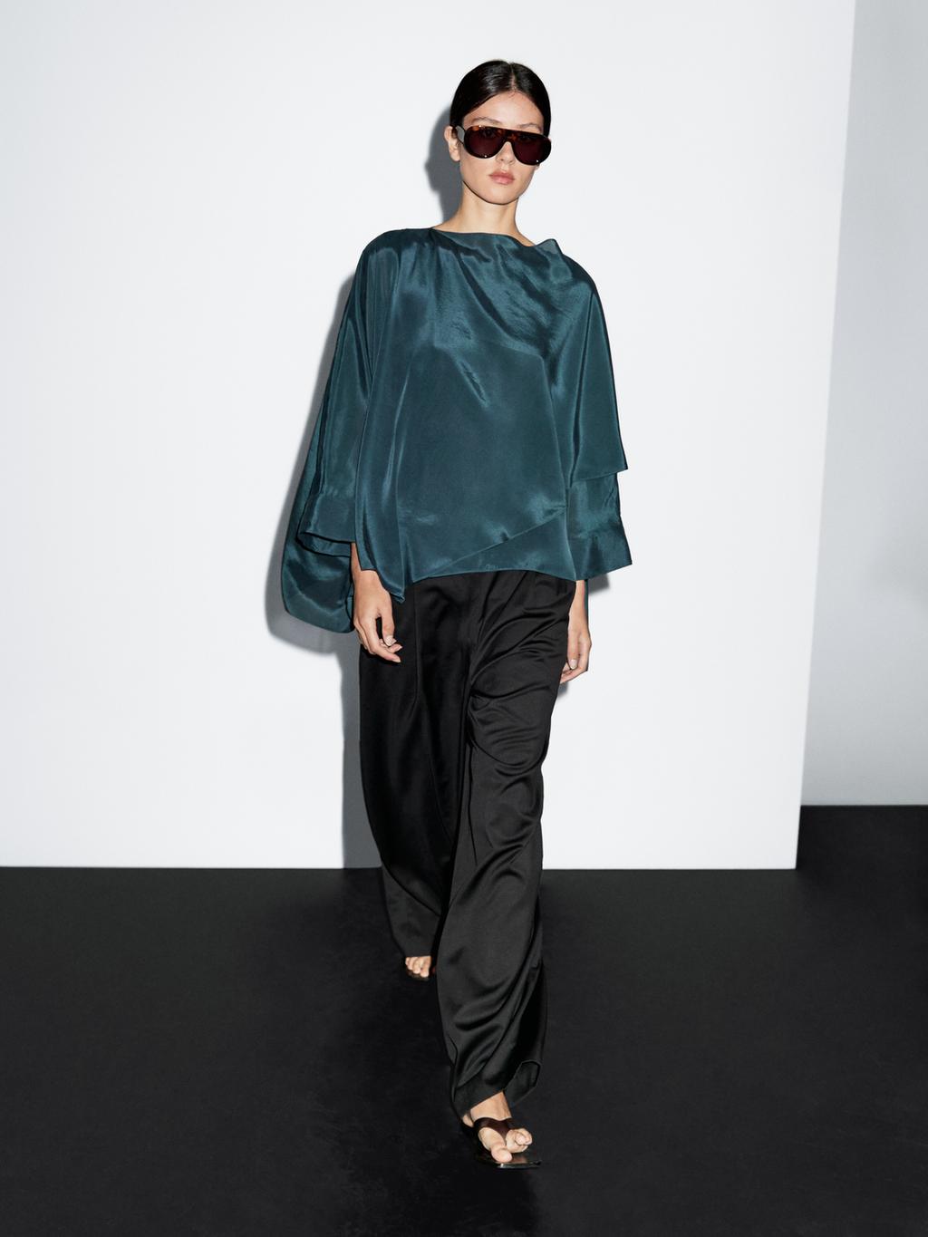 Flowing cape-style blouse