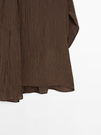 Pinstripe blouse with scarf collar