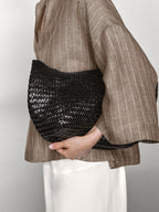 Striped linen open neck blouse