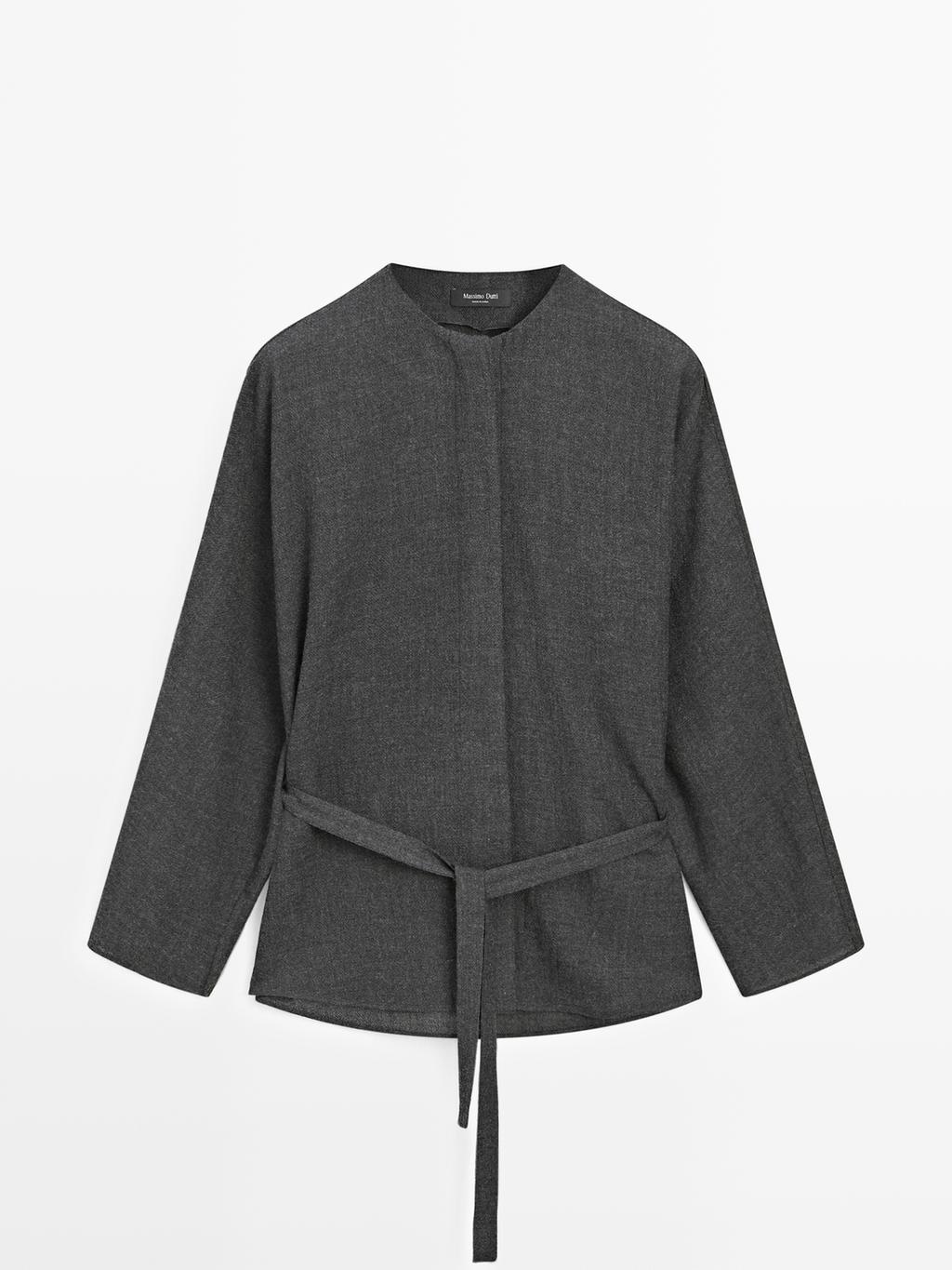 Felt texture shirt with tie detail