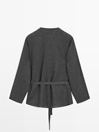 Felt texture shirt with tie detail