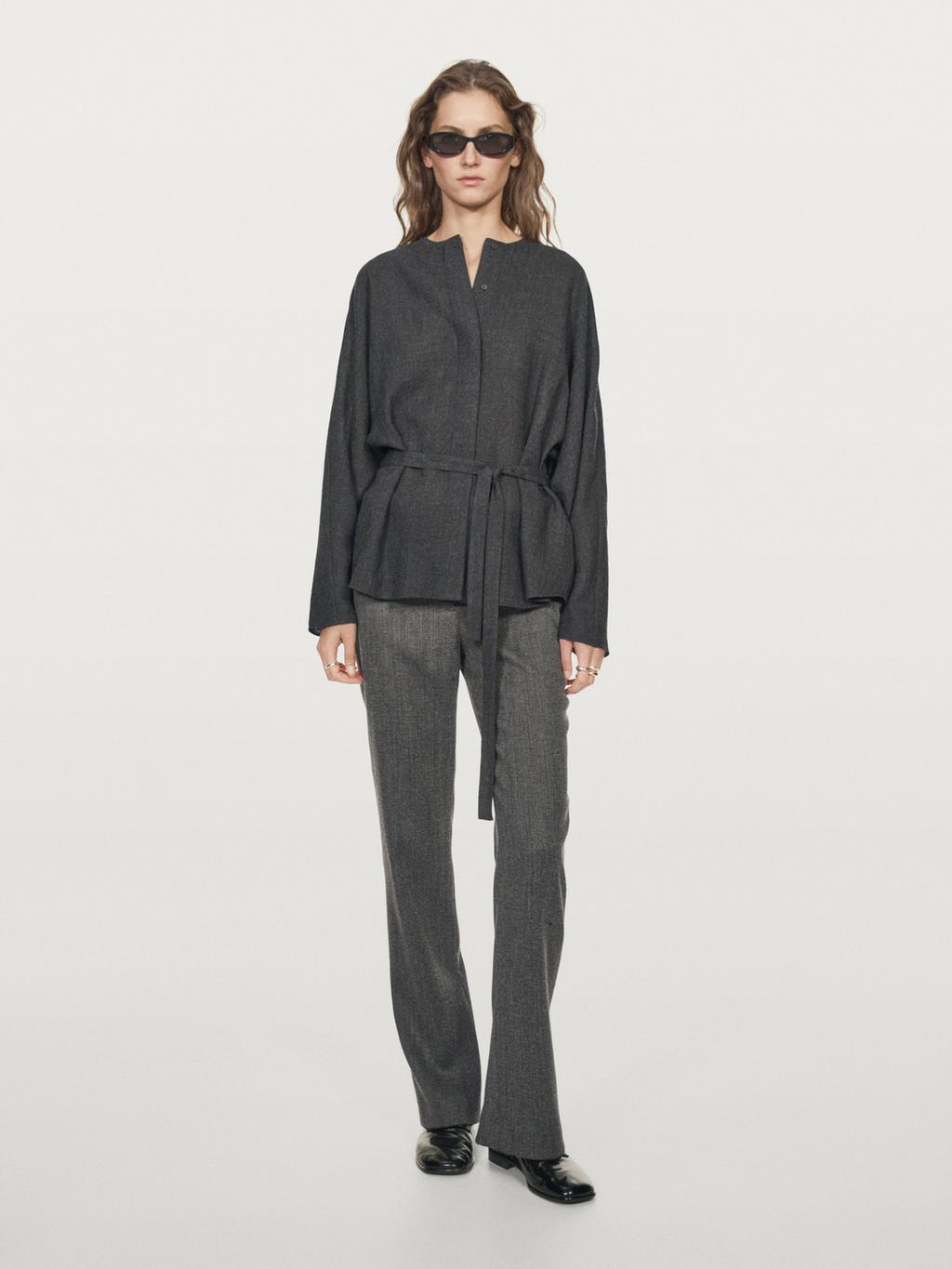 Felt texture shirt with tie detail