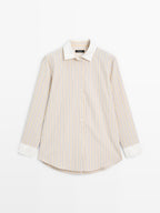 Striped shirt with contrast detail