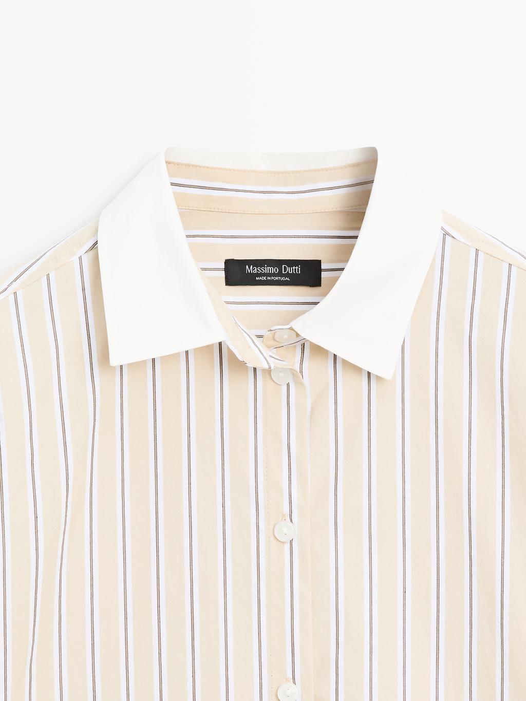 Striped shirt with contrast detail