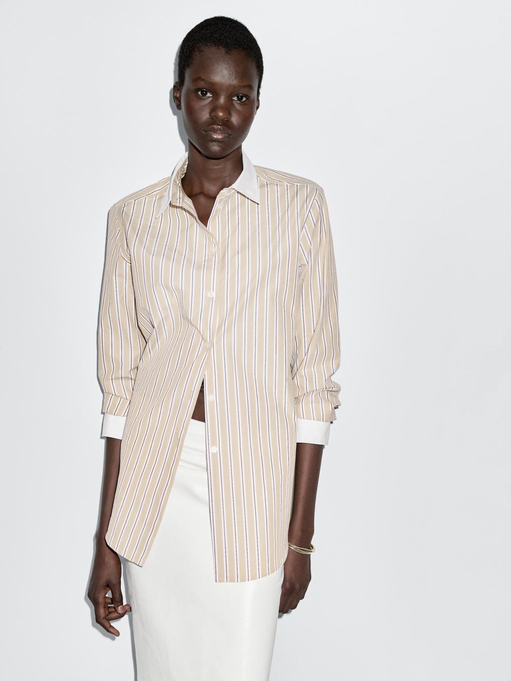 Striped shirt with contrast detail