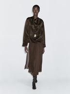 Flowing blouse with draped collar