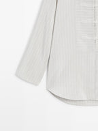 Striped oversize blouse with stand collar