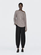 Felt texture boat neck blouse