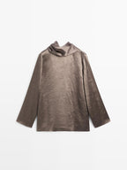 Flowing satin blouse with tie detail