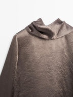 Flowing satin blouse with tie detail