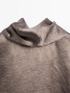 Flowing satin blouse with tie detail