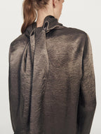 Flowing satin blouse with tie detail