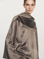 Flowing satin blouse with tie detail