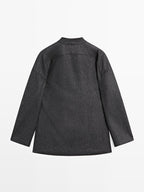 Knickerbocker yarn effect wool blend shirt with horn button detail