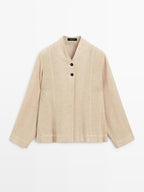 Wool blend overshirt with visible buttons