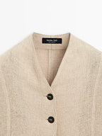 Wool blend overshirt with visible buttons