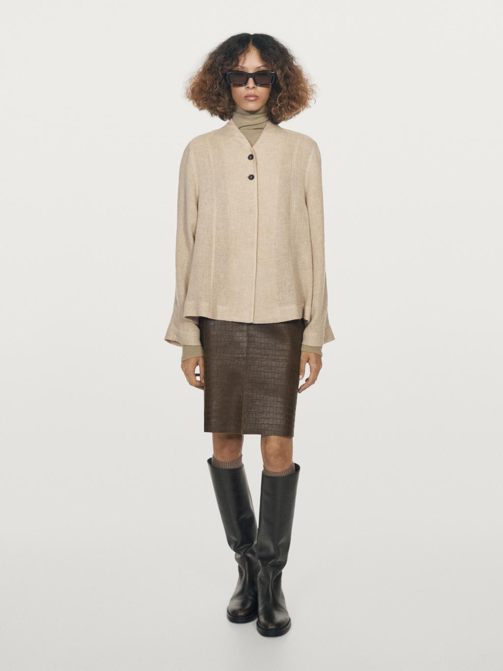 Wool blend overshirt with visible buttons