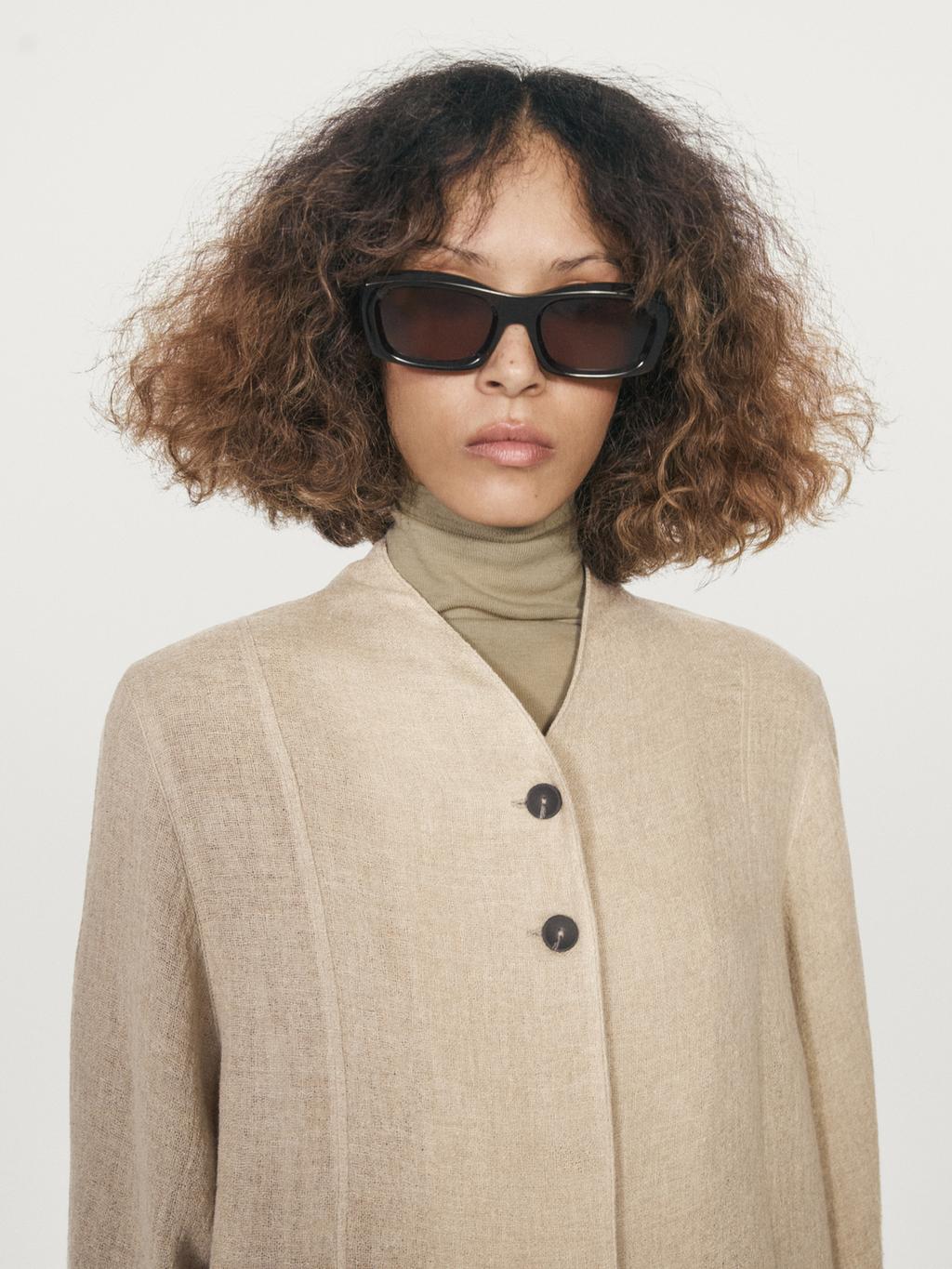 Wool blend overshirt with visible buttons