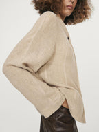 Wool blend overshirt with visible buttons