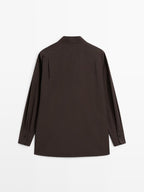 Asymmetric button-up poplin shirt