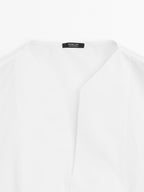 Poplin cotton blouse with elasticated detail