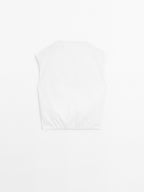 Poplin cotton blouse with elasticated detail