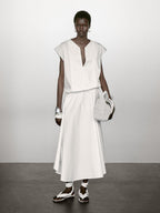 Poplin cotton blouse with elasticated detail