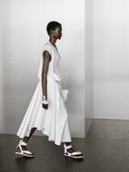 Poplin cotton blouse with elasticated detail