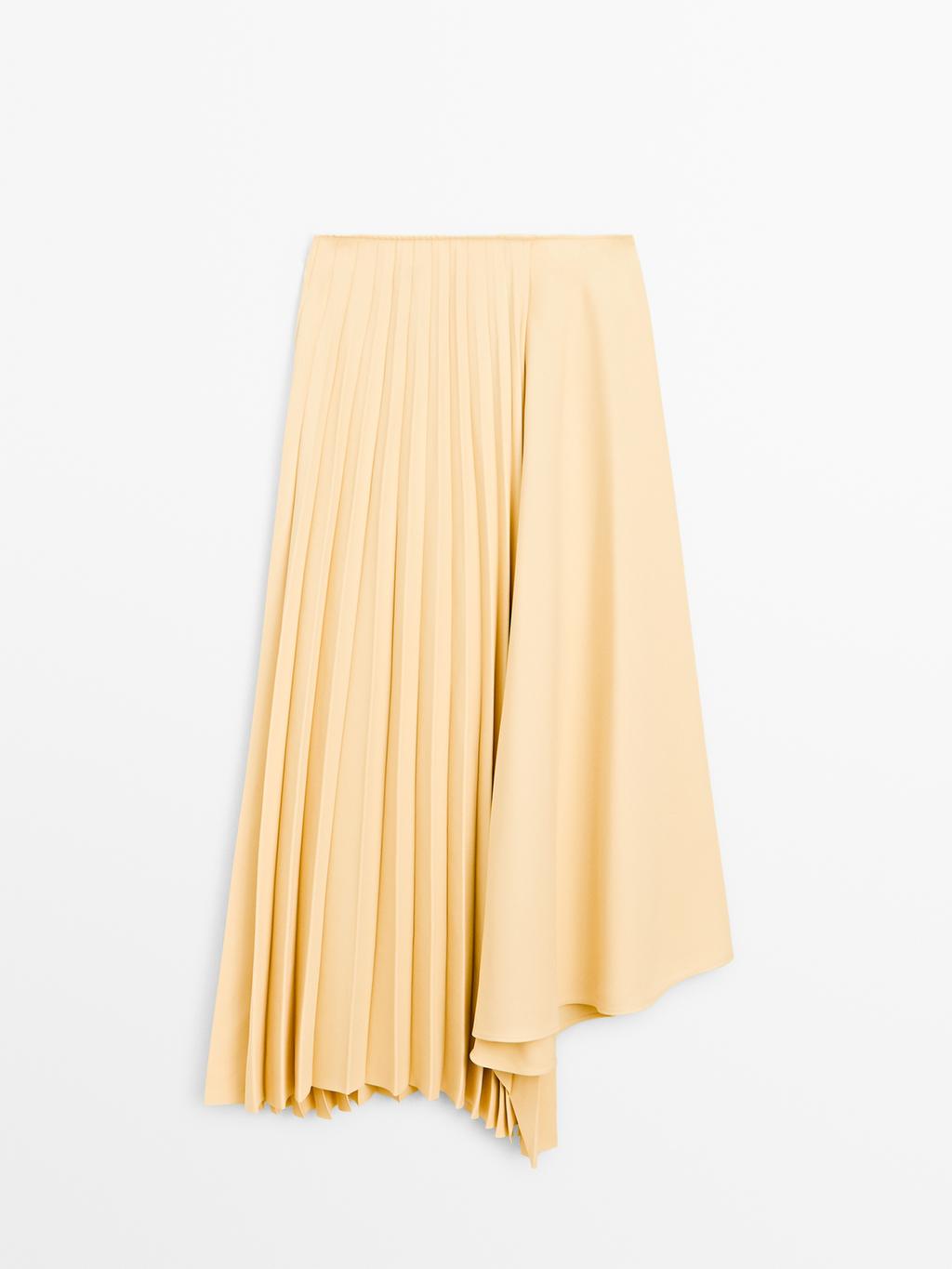 Asymmetric box pleat skirt