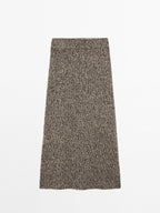 100% cashmere knit midi skirt