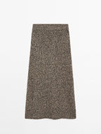 100% cashmere knit midi skirt