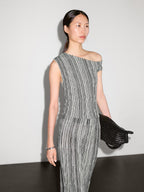 Long knit skirt with striped detail