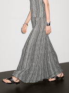 Long knit skirt with striped detail