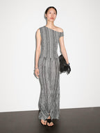 Long knit skirt with striped detail