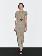 Long pleated skirt with flecked detail