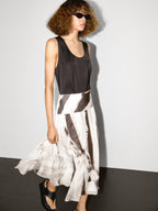 Flowing marble print midi skirt