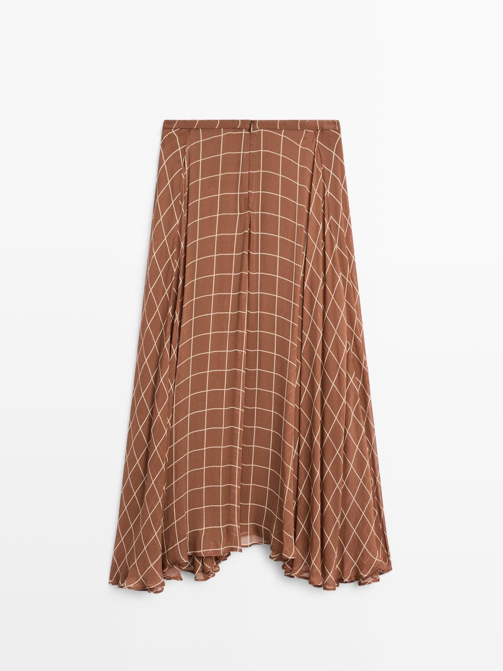 Long flowing skirt with checked detail