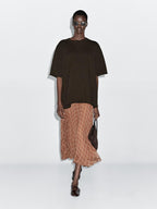 Long flowing skirt with checked detail