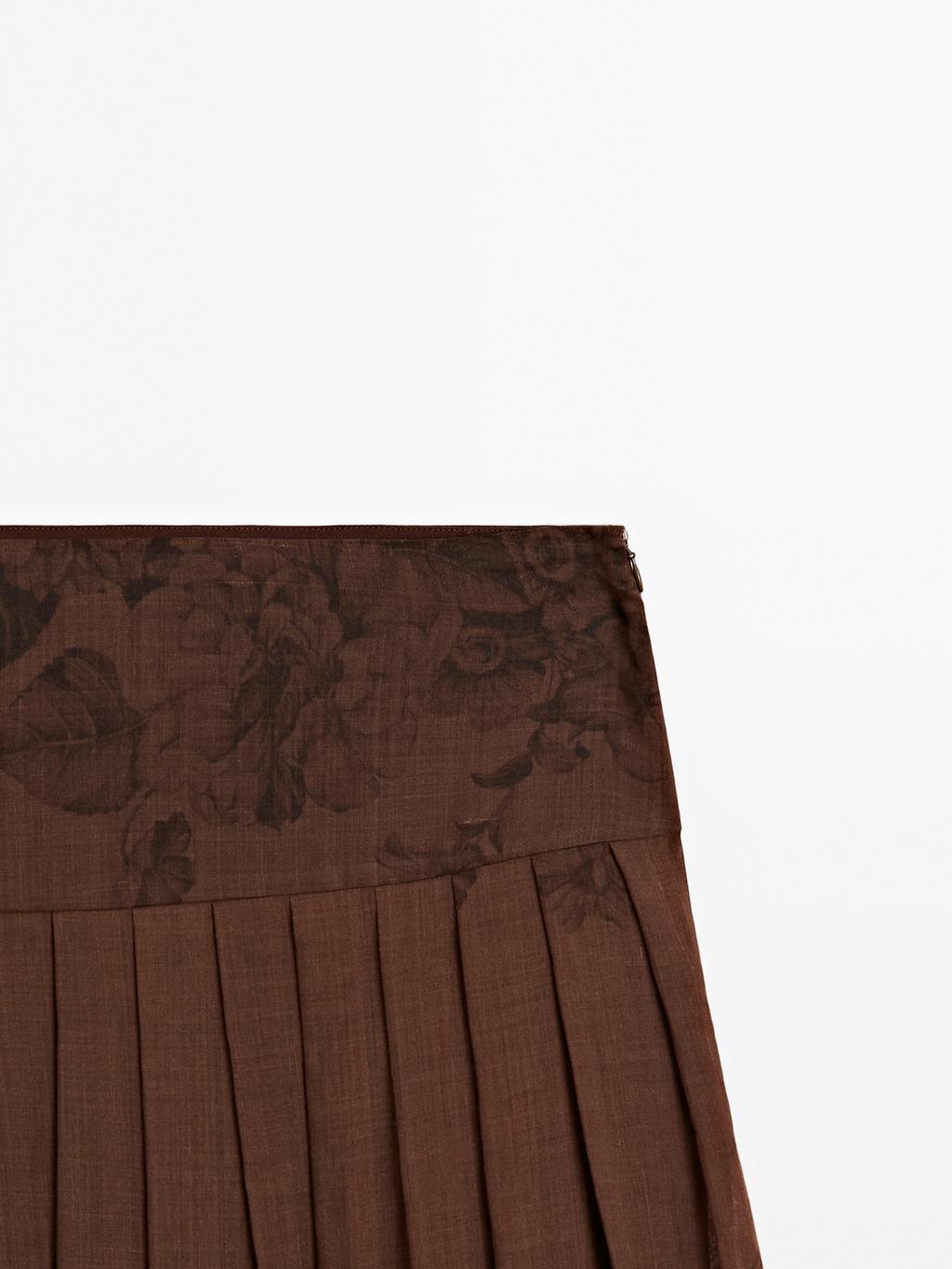 Flared floral print midi skirt