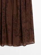 Flared floral print midi skirt