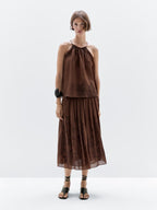 Flared floral print midi skirt