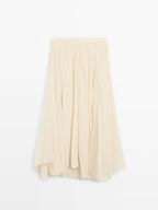 Flowing midi skirt with ruffles